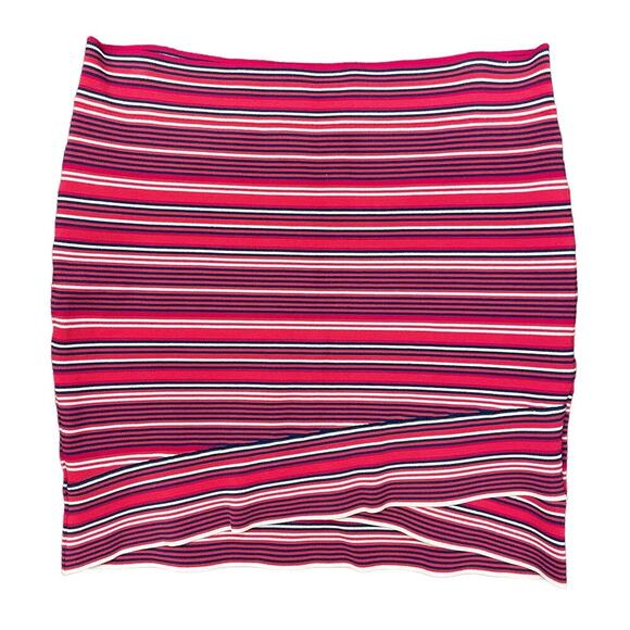 Striped Mini Skirt Red White Blue Bodycon Casual Party BCBG BCBGMazazria Large - Picture 1 of 7